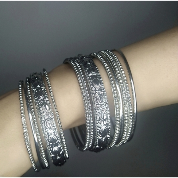 Jewelry - Gorgeous Indian Silvertone Bangles
